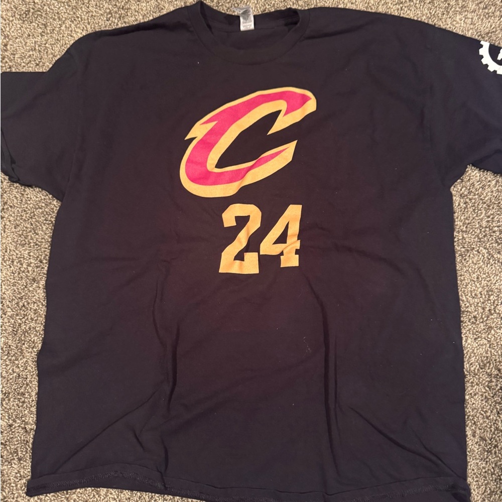 Black T-Shirt with Red and Gold Cleveland Cavaliers Logo